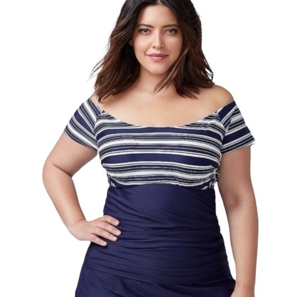 Lane Bryant NWOT Off-The-Shoulder Swim Tankini Top